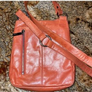 Hobo International Orange Salmon Coral Leather Rio Crossbody Bag NWOT